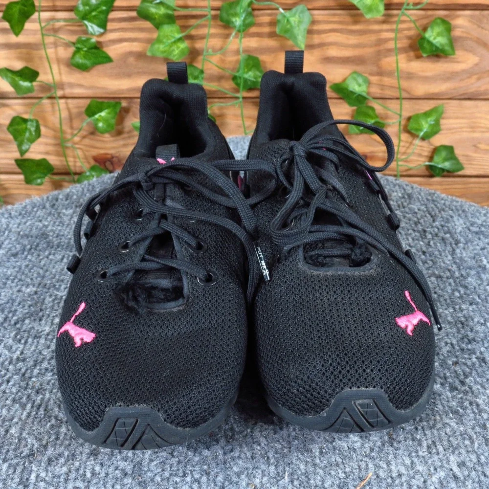 PUMA Axelion Girls Athletic Shoe Size 3 Running Training‎ Black Pink 379275-01